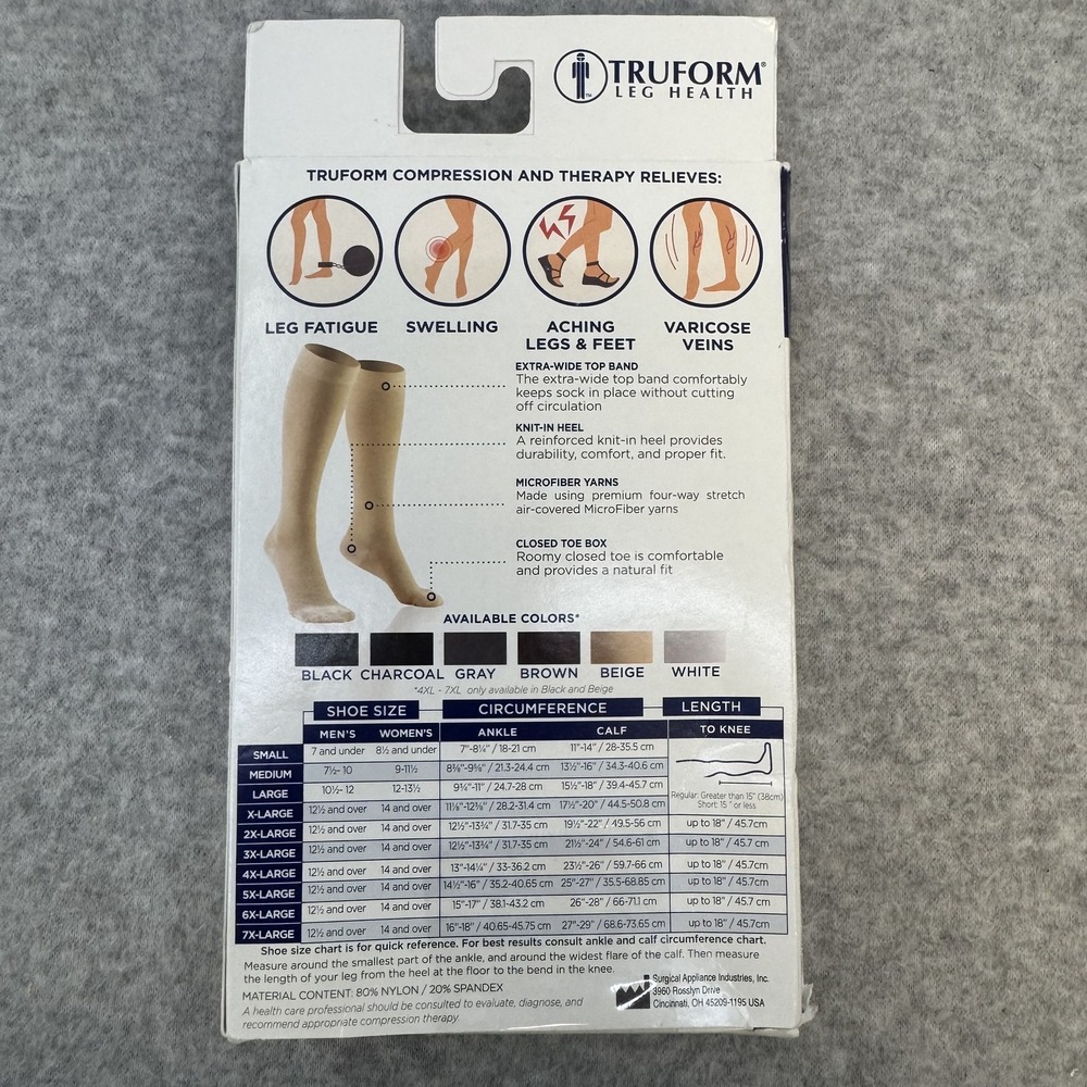 Truform Medical Microfiber Compression Socks Large 20-30 mmHg Below Knee Beige - Picture 3 of 7